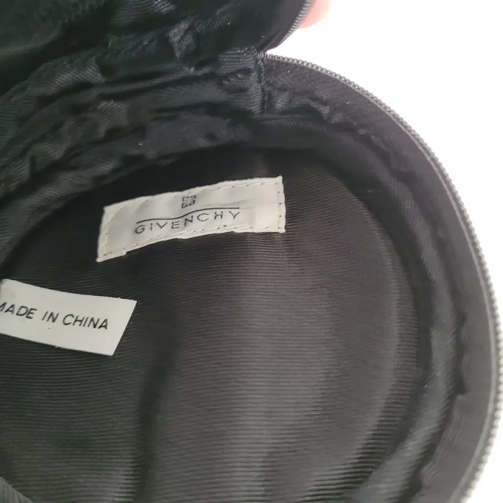 Givenchy Pouch Black Round Double‎ Zip Mesh Cosmetic Toiletry Bag Logo Medium